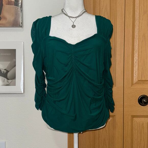 Torrid Mesh Sweetheart Shirred Top Women's Plus Size 2/2X NWT Green Coquette - Picture 2 of 10